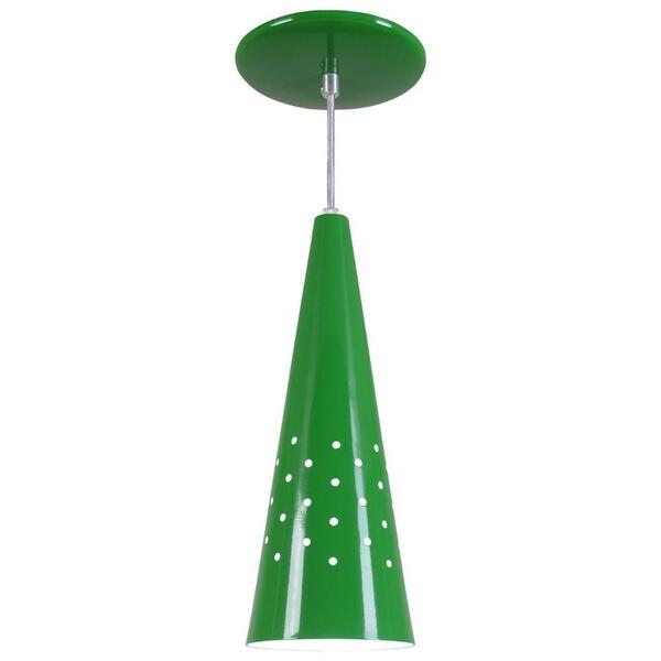 Pendente Cone Furado Luminária Lustre Alumínio Verde - Rei Da