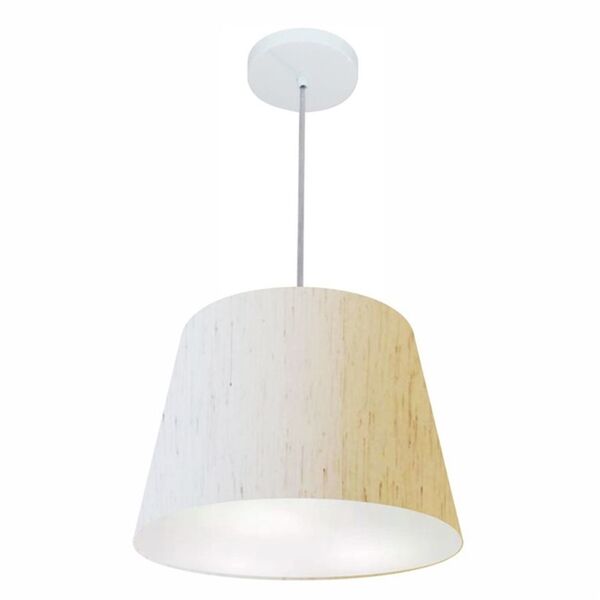 Pendente Cone Linho Bege Mj-4155 Para Mesa De Jantar E Estar