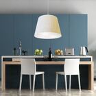 Pendente Cone Linho Bege Mj-4155 Para Mesa De Jantar E Estar