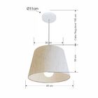 Pendente Cone Linho Bege Mj-4240 Para Mesa De Jantar E Estar