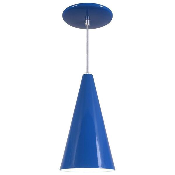 Pendente Cone Luminária Lustre Alumínio Azul Royal - Rei Da I