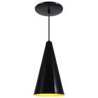 Pendente Cone Luminária Lustre Alumínio Preto Brilhante C/ Am