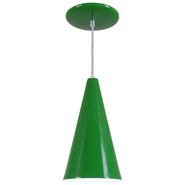 Pendente Cone Luminária Lustre Alumínio Verde - Rei Da Ilumin