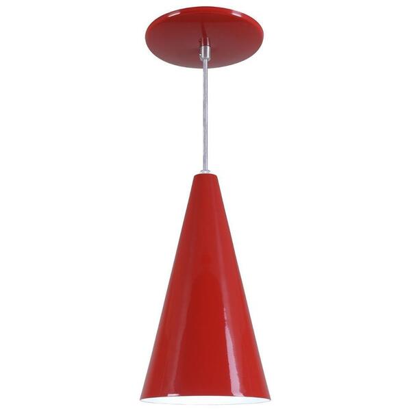 Pendente Cone Luminária Lustre Alumínio Vermelho - Rei Da Ilu