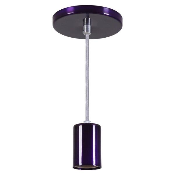 Pendente Copinho Soquete Luminária Lustre Alumínio Roxo Verni