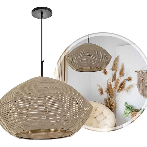 Pendente Corda Nautica 04 Areia Para E27 St2974