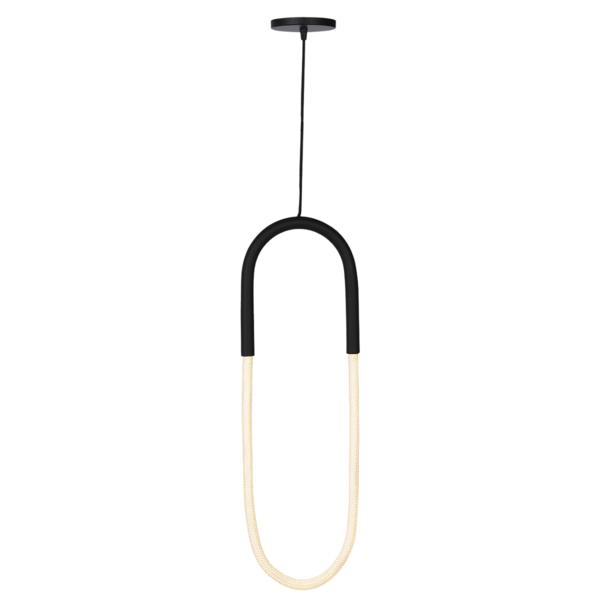 Pendente Corda Preto 67cm Led 24w 3.000k Ferradura Ilunato