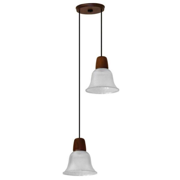 Pendente Country 022e Com Tulipa Luminária Rústica 2 Lâmpadas