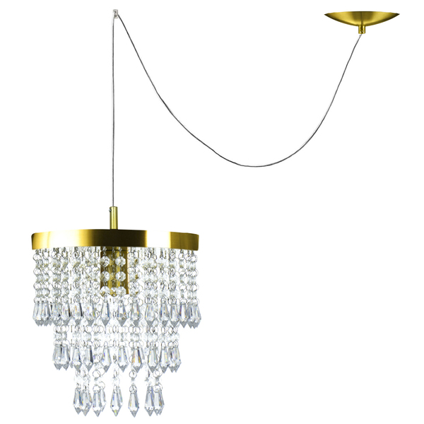 Pendente Cristal Acrilico Manucrilic Dourado Com Deslocador