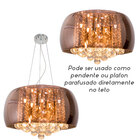 Pendente Cristal Bella Soho COBRE 40cm P/ 5xG9 Pd002CO ST586