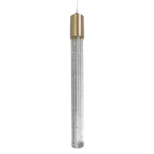 Pendente Cristal Bolhas 5w Tubo Dourado Redondo 30cm C/ Canop