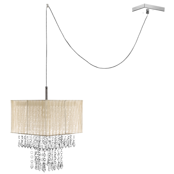 Pendente Cupula Cristal Acr Marrycrilic Bege Com Deslocador