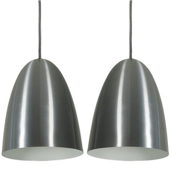 Pendente Cúpula Linus Aço Escovado Kit Com 2