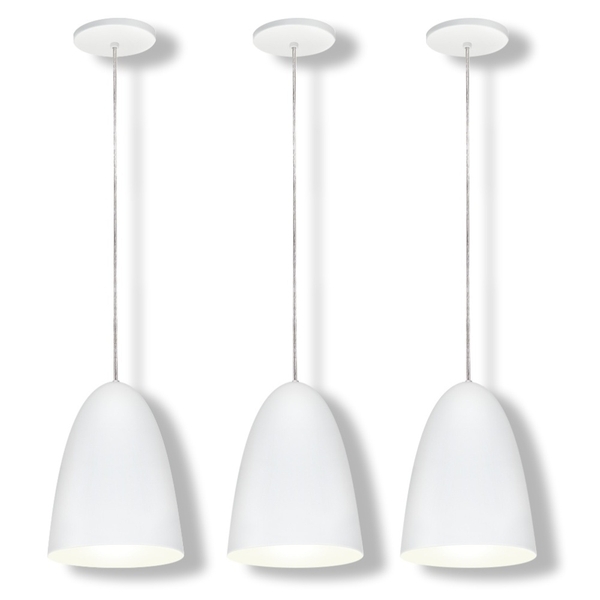 Pendente Cúpula Linus Branco Kit Com 3