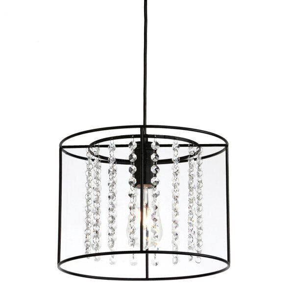 Pendente De Aço E Cristal Para 1 Lâmpada E27 Stalac Taschibra