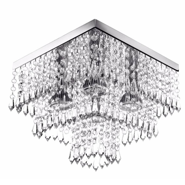 Pendente De Acrílico Para Sala, Quarto Base De Inox 30x30cm 3