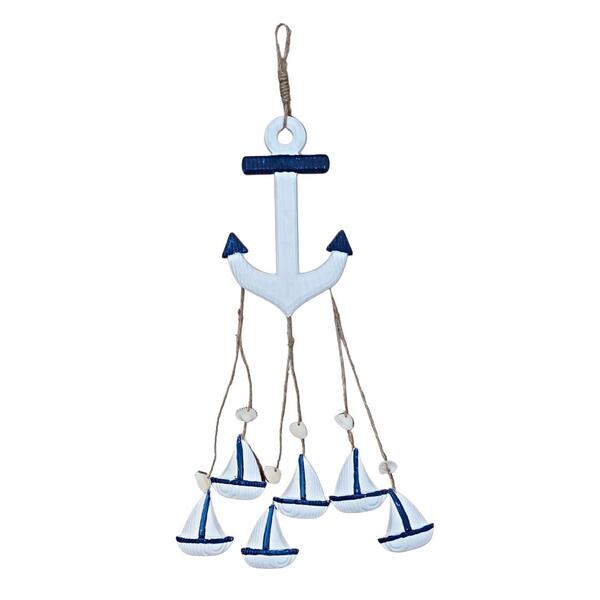 Pendente de Âncora Com Barquinhos Sino dos Ventos Náutico Pra