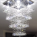 Pendente De Cristal Para Mesa De Jantar Base Inox 45x45cm 1m