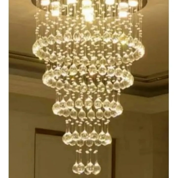 Pendente De Cristal Para Sala De Estar Com Base De Inox 50cm