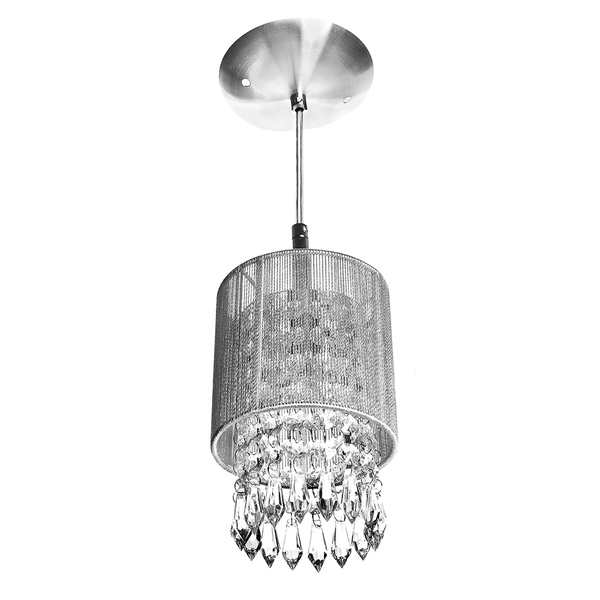 Pendente De Cupula Redondo Clearfio Cristal Acrílico Prata