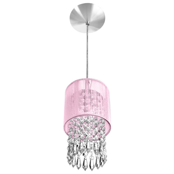 Pendente De Cupula Redondo Clearfio Cristal Acrílico Rosa