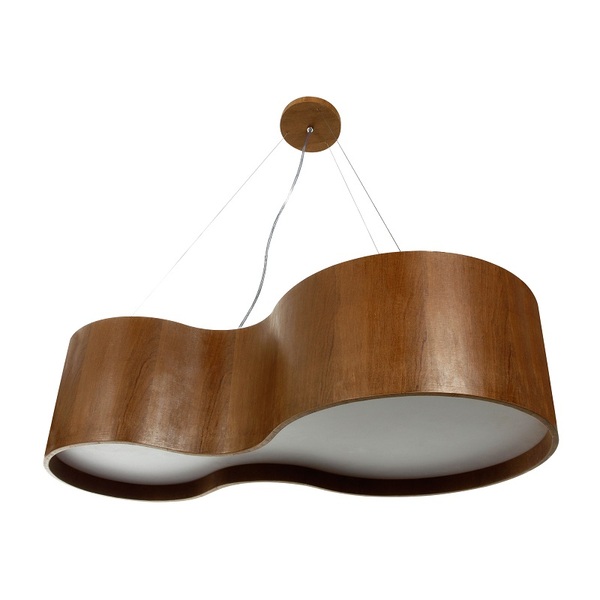 Pendente De Madeira Violão 85 X 45 Cm - 5 Luzes E27 - Imbuia