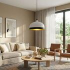 Pendente De Metal Branco E Preto Com Amarelo E27 Moderno