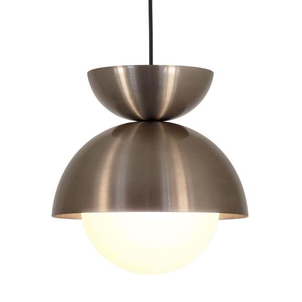 Pendente De Teto Meia Esfera Bronze Globo Vidro Sala 16x14cm