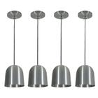 Pendente Deluxe Cúpula Aço Escovado Kit Com 4