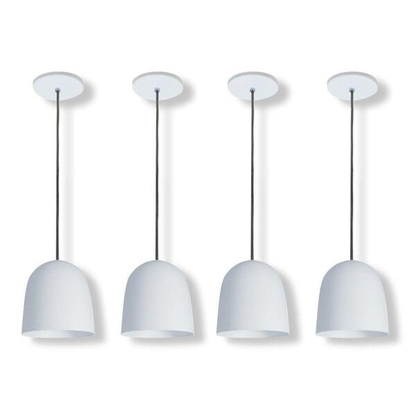 Pendente Deluxe Cúpula Branco Kit Com 4