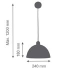 Pendente Design Meia Lua 24cm Volare Preto Fosco / Cobre