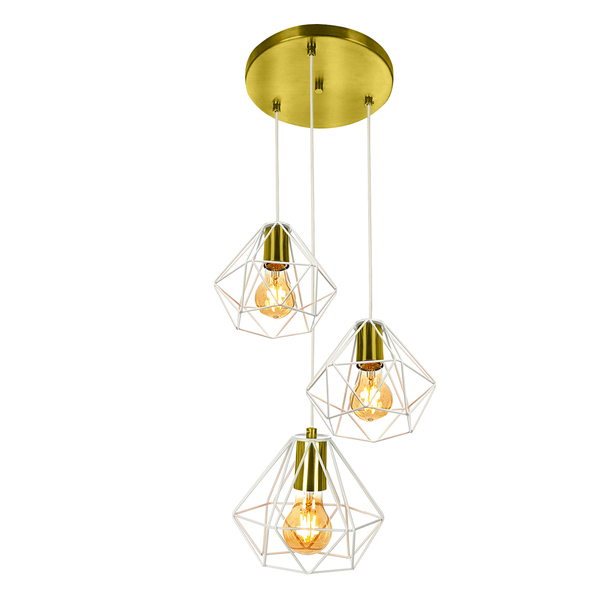 Pendente Diamante Aramado Triplo Branco/dourado Esplêndido