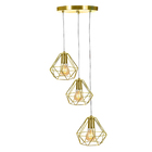 Pendente Diamante Aramado Triplo Dourado C/ Dourado Fabuloso