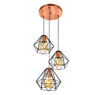 Pendente Diamante Aramado Triplo Preto Com Cobre Esplêndido