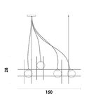 Pendente Dix 120x15xcm 4x25w G9 Re019g Bella Iluminação Doura