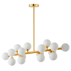 Pendente Dornan Dourado Globos Branco 90cm 16g9