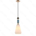 Pendente Dourado Cerâmica Azul E Vidro Branco 43cm 1e27