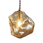 Pendente Dourado Com Vidro Âmbar 16cm 1g9