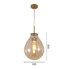 Pendente Dourado Com Vidro Conhaque 28cm 1e27