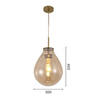 Pendente Dourado Com Vidro Conhaque 40cm 1e27