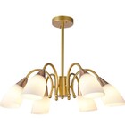 Pendente Dourado E Rose Com Cúpulas Brancas 6e27 66cm