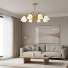 Pendente Dourado E Rose Com Cúpulas Brancas 8e27 76cm