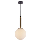 Pendente Dourado Globo Vidro Branco 20cm 1e14