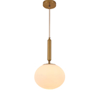 Pendente Dourado Vidro Branco 23cm 1e27