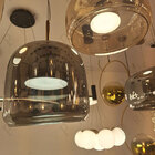 Pendente Dourado Vidro Conhaque 33cm Led 8w 3000k Bivolt