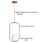 Pendente Drop Classic Dourado C/ Cabo De 2 Mt