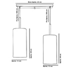 Pendente Duplo Bilboquê Cilindrico Retangular Branco C/cobre