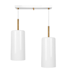 Pendente Duplo Bilboquê Cilindrico Retangular Branco C/cobre