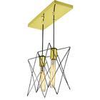 Pendente Duplo Estrela Aramado Preto Com Dourado