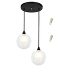 Pendente Duplo Harmony Bolinha Preto + Lampada G9 6000k